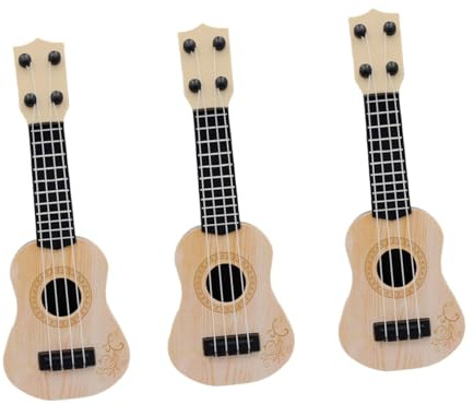 Hohopeti Lot de 3 Mini-Guitares Jouets Éducatifs pour Bébé, Instruments de Musique en Plastique Solide, 4 Cordes, Couleurs Aléatoires, pour Éveil Musical et Apprentissage Couleur Aléatoire