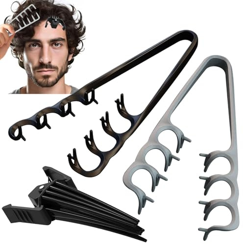 Peine Texturizador Hombre Set con 2 Peine Pelo Rizos de Dientes Anchos y 1 Pinza para Volumen, Peine Pelo Rizado de Textura para Raíces/Flequillo, Herramienta para Raíces Volumen para Mujeres/Hombres