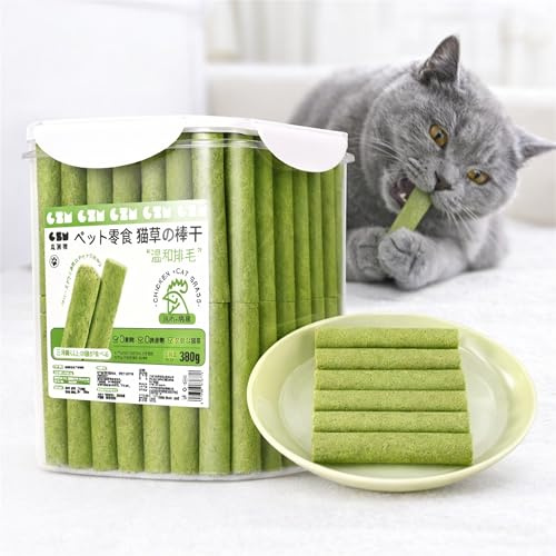 Katzen Gras Kausticks Für Katzen, Dental Chew Sticks Mit Huhn Und Katzengras, Katzen Zahnpflege Snack Für Zähne Reinigen, Dose Oder Eimer Sets (60)