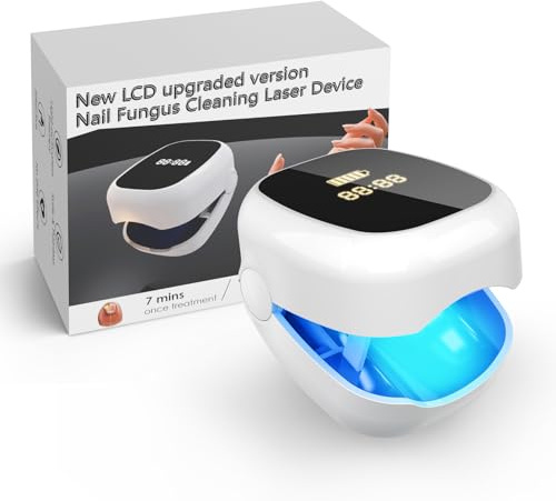Laser Mycose Ongle Pied - Appareil Mycose Ongle Pied avec Laser Ongle à Doubles Longueurs d’Onde et Affichage de l’Heure pour le Traitement d’Appoint de la Mycose Ongles des Pieds (Blanc)