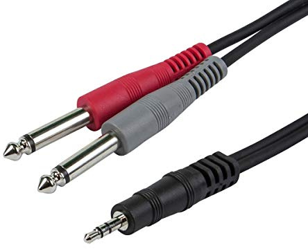Monoprice 1/8-Inch TRS Male to Dual 1/4-Inch TS Male Cable - 5 Feet - Black, 28AWG, Connect Your Mobile Devices To Pro Audio Gear