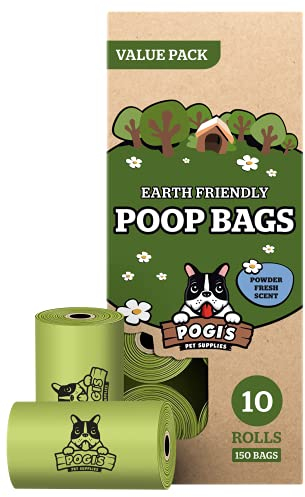 Pogi Hundekotbeutel – mit Frischeduft, reißfest und zuverlässig, kompakt für unterwegs – 150 Beutel (10 Rollen)