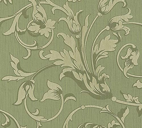 Architects Paper Textiltapet Tessuto tapet med ornament blommig 10,05 m x 0,53 m grön Made in Germany 956334 95633-4