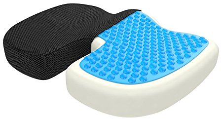 bonmedico Cojín ortopédico viscoelástico con Gel – Asiento ergonómico para Silla de Oficina, Coche, hogar, Gaming y Lectura – Funda Lavable Antideslizante – Grande Negro Mesh