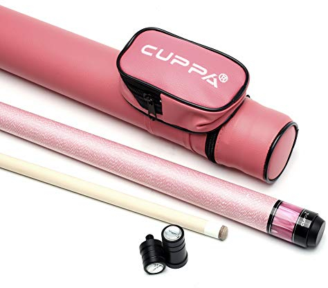 Cuppa Frau Pool Queue Stick 11,75 mm/12.75 mm Tipps mit Rosa Fall Billard Zubehör-Set (Kreide/Tipps/Handschuh/Handtuch/Gelenk Displayschutzfolie), 12.75mm