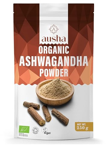 Organic Ashwagandha Powder 250g - UK Certified Organic by Soil Association - Withanolides, Stress and Anxiety Relief, Energy, Sleep Aid - Add to Juices, Smoothies, Water