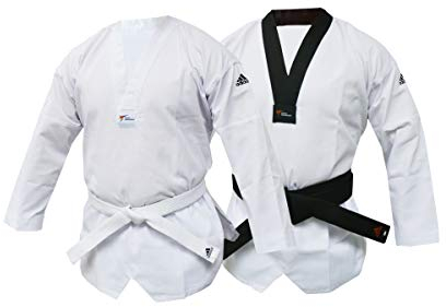 adidas WT Taekwondo Club Dobok ohne Streifen Kampfsportanzug, Schwarzer Kragen, 180 cm