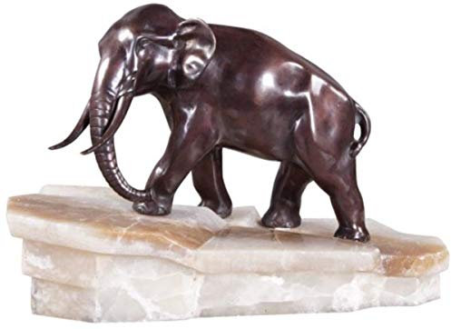 Casa Padrino Lyxig bronsfigur elefant på marmorbas brons/vit 44 x 19 x H 30 cm – lyxkvalitet