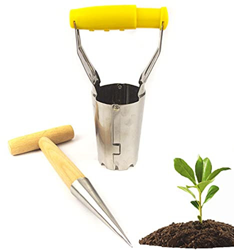 Jardín Plantador de Bulbos Instrumentos Set con Profundidad Marcos Bulbo Trasplantadora para Plantando Atomatico Tierra Liberar por Excavar/Rellenar Agujero por Tulipanes Narcisos Vegetal