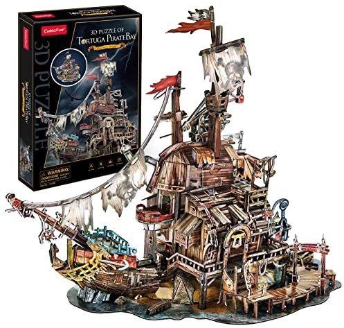 CubicFun Puzzle 3D per Adulti Bambini Tortuga Pirate Bay, Fantastico Naufragio dei Pirati Decorazioni di Halloween Kit Modello per Interni Regali di Compleanno