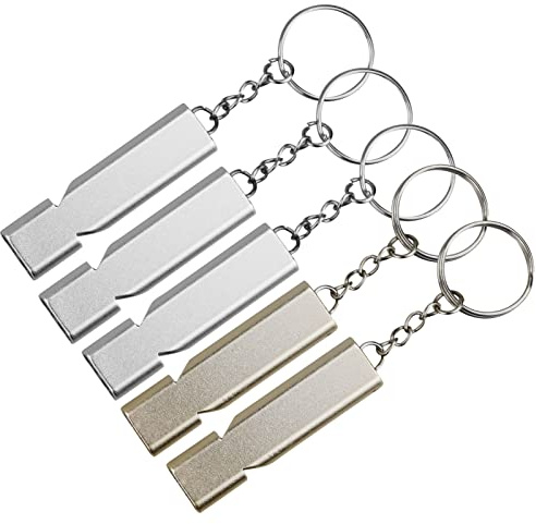5 Pcs Silbato Emergencia,Silbato Arbitro,Silbato Supervivencia,Doble Tubos High Decibel Silbido para Seguridad Fútbol Canotaje Escuela Gimnasio Camping Senderismo Entrenamiento Silbatos