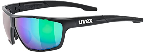 uvex sportstyle 706 CV - Sportbrille für Damen und Herren - 100% UVA-, B, C Schutz - kontraststeigernd - black mat/mirror green - one size