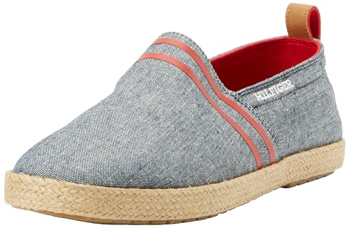 Tommy Hilfiger Män Espadrillos Basic Tommy platta tygskor, Blå ökenhimmel, 41 EU
