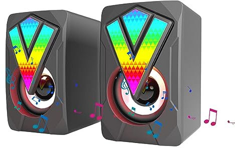 Qihuyi Altavoces RGB para PC,Juegos Altavoz RGB Altavoces Multimedia - Altavoz USB con Cable para computadora portátil, música y Escritorio