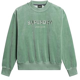 Superdry Sweatshirt Velour Graphic Boxy Crew Sweat Light Jade Green 6 pour Femme, Vert