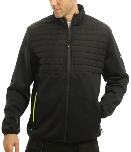 Lee Cooper Workwear LCJKT460 Mens Padded Fleece Full Zip Work Jacket, Black/Black, XL