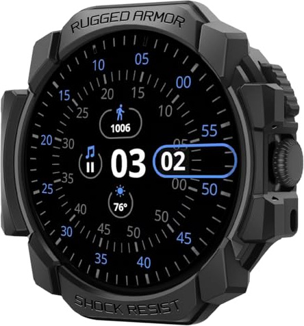 Spigen Rugged Armor Hülle Kompatibel mit Google Pixel Watch 3 45mm (2024) - Matt Schwarz