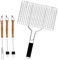 MUNGHOK Fisch Grillkorb Edelstahl, Edelstahl Fischgrillgitter mit Küchenpinsel und Grillgabel, BBQ Grillkorb Fischbräter, Fischzange zum Grillen Steak, Fisch, Gemüse