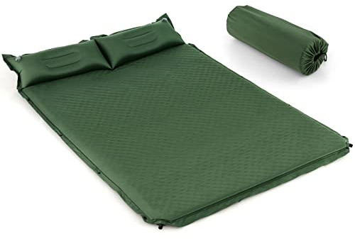 KOMFOTTEU 190 x 130 cm, materassino autogonfiabile per campeggio, materasso gonfiabile ad aria con cuscino, tappetino per dormire per 2 persone, impermeabile, materassino gonfiabile per escursioni