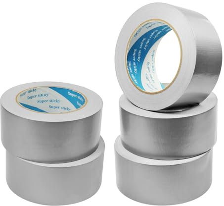 Lauyeboho 5 Rollen Panzertape Silber, 27.5 m x 50 mm Gewebe Reparatur Klebeband, Wasserdichtes Reparaturband Gewebeklebeband