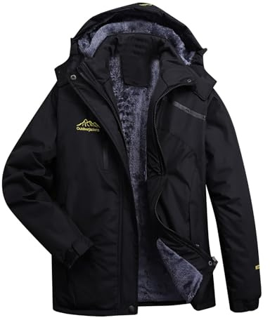 Women's Windproof Waterproof Jacket Thick Fleece Lined Warm Hooded Outdoor Coat Winter Skiing Outdoor Walking Fleece Coat with Detachable Hood Softshell Warm Breathable Fleece Waterproof Jacket