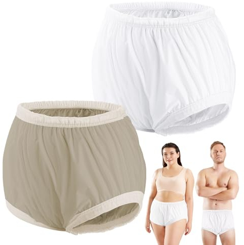 2PCS Carer Adult Diaper Covers for Incontinence Noiseless Reusable Waterproof Underwear Designed to Go On Top of/Together with Diapers & Briefs as Added Leak Resistance Pull-On-Cover Pant