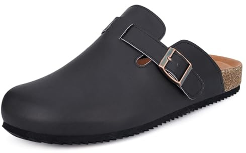 Zoccoli Uomo Sabot Donna Ciabatte Regolabile Pantofole Comode Scarpe da Giardino Unisex Adulto Sandali Antiscivolo Nero EU38