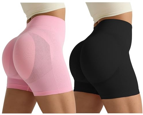 JSTHHTT Pantalones Cortos De Deporte, Short Deportivo Cortos Boxer Push Up Mallas Correr Cintura Alta para Mujer, EláSticas Deporte Leggins, Scrunch Butt para Running Fitness Jogging Yoga