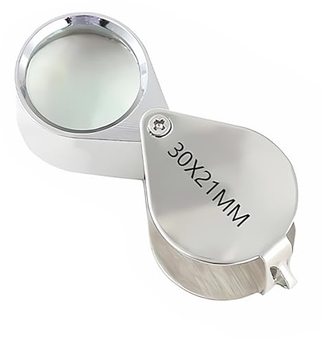 Loupe Bijoutier,Verre Bijoux Antiquités Lentille Oculaire,30x Loupe de Poche,Pliable loupe pour Travail de précision, Bijoux, pièces de Monnaie,Rocks, pièces de Monnaie, Timbres