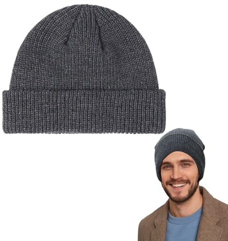 Beanie Noos, Klockmössa, Unisex Retro Trawler Vintermössa Hatt, Herr Mössa Ribbed - Mörkgrå