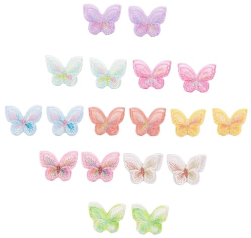 18 Pezzi Farfalle Toppe da Cucire Pizzo Doppio Strato Farfalla Toppe Ricamate Artigianale Cucire su Toppe per Capelli Vestiti Borse Abiti da Sposa