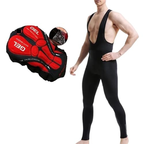 ATEUXOL Cuissard Long de Cyclisme Pantalon à Bretelles de Cyclisme, Pantalon Thermique d'hiver for vélo Montagne, Collant avec Coussin Gel 5D, Garde au Chaud(XL)