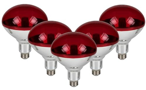 CLAR - Lampada Infrarossi Riscaldante, Lampada Riscaldante per Cani, Lampada Infrarossi Medicale, Riscaldamento infrarossi, Lampade Riscaldanti, 100W (Pack 5)