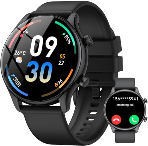 vamout Reloj Inteligente Hombre Mujer,1.39 HD Smartwatch Hombre Mujer con Llamadas y Voz de Al, Notificaciones, Smart Watch con Pulsómetro/SpO2/Monitor de Sueño,115+ Modos Deportes, IP68 Impermeable