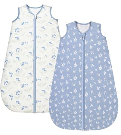 ToyaTec Babysovsäck 1,0 Tog 2-pack, Supermjuk rayon tillverkad av bambu, Babysovsäck i bambufiber, ren ekologisk, vår och sommar(Blå, S)
