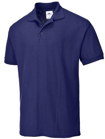 Portwest B210 Naples Polo Shirt Short Sleeve Pique Knit Polycotton Uniform Workwear Breathable Rib Collar UV Protection Twin Stitch Durable Wear, Navy, XXXL