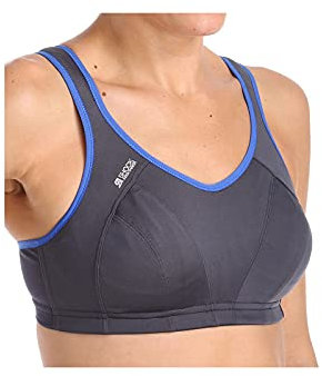 Champion Women's Shock Absorber S4490 Active Multi Sports Bra Sports Bra, Dark Grey/Blue Nights, 34B