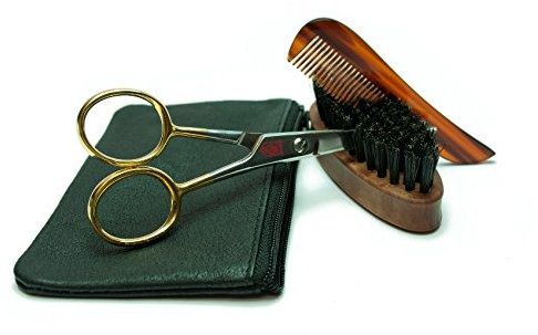 Golddachs Bartset im Lederetui