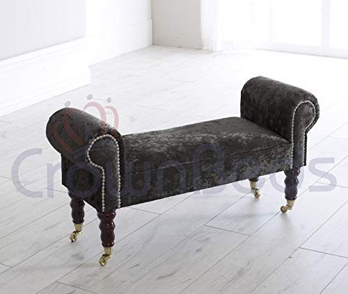 Chaise New Lounge Chair In Crushed Velvet (Black)