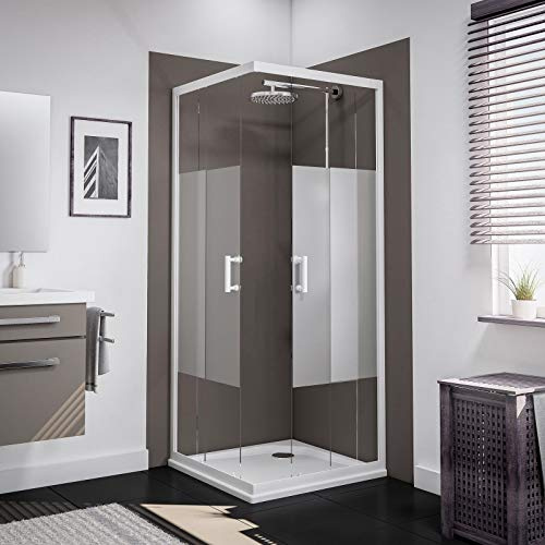 Schulte douche accès d’angle coulissant 80 x 80 x 190 cm blanc verre 5 mm