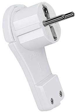 EXTRASTAR Enchufe en ángulo Plano Con Protección de Contacto y Mango Plegable, Extraplano de 8 mm, Pequeño y Manejable, 250V, 16A, Blanco, 1pc