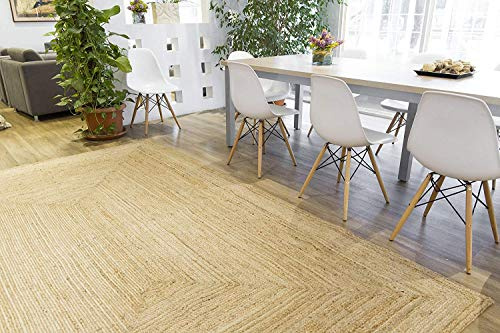 The Home Talk Handmade Jute Braided Area Rug- Rustic Vintage Rug for Entryway Living Room Bedroom - Natural and Sustainable Rug for Rustic or Bohemian Style Large Size (5'x8')