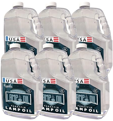 HYOOLA 1-Gallon Liquid Paraffin Lamp Oil - Clear Smokeless, Odorless, Ultra Clean Burning Fuel for Indoor and Outdoor Use - Highest Purity Available - 6 Pack