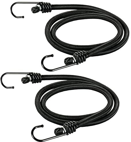 M-Tac Elastisches Spanngummi mit verstellbaren Haken – 2er Set, 120 cm, robuster Gepäckspanner für Outdoor, Camping, Bushcraft, EDC, Befestigungsschnur mit PVC-beschichteten Stahlhaken, Black