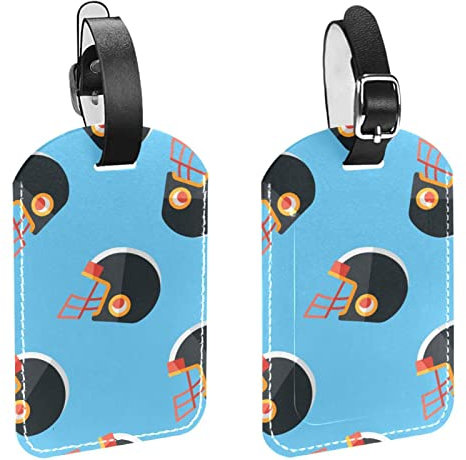 Gepäckanhänger, 2 Stück, American Football Helm, flache Ikone, PU-Leder, Gepäckanhänger, Sichtschutz