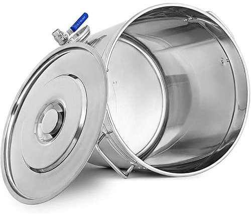 AIZYR Tanque de Almacenamiento de Acero Inoxidable Pesado 19l - 95l caldero de fermentación de Acero Inoxidable, con Tapa y termómetro, para la elaboración de Cerveza de Jarabe de Arce,30x30cm