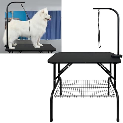 YUENFONG Table de Toilettage pour Chien 80,5 x 46 x 76 cm, Table de toilettage Pliante, pour Chien jusqu'à 60 kg