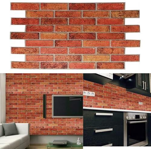 Deccart - 3D Wandpaneele Deckenplatten Deckenverkleidung Paneele PVC Wandverkleidung Wall Deko Panel Wand Panels Wandplatten Küche, Schlafzimmer, Wohnzimmer, Küchenrückwand | Retro Brick | 10 Stück