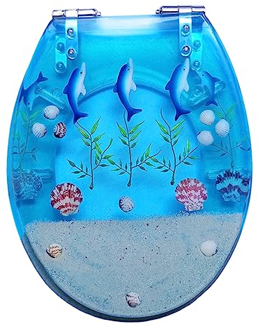 Wc Brille mit Absenkautomatik, Abnehmbarer Toilettendeckel, Langsam SchließEnd, mit Bezug, Einfach Zu Montieren, 3D-PersöNlichkeitsmuster, Toilettensitz, Ocean Series(Color:A)