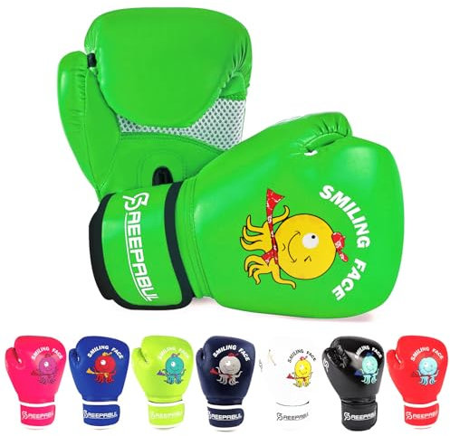 SAEEPABUL Upgrade Kids Boxing Gloves for Boys and Girls, Boxing Gloves for Kids 3-8, Youth Boxing Training Gloves, Kid Sparring Punching Gloves for Punching Bag, Kickboxing, Muay Thai, Green, 4oz